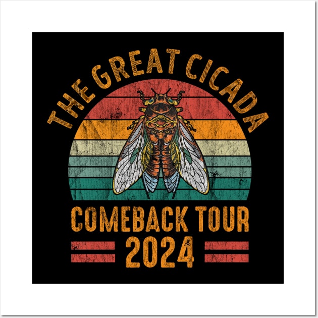 The Great Cicada Comeback Tour 2024 Vintage Wall Art by mayamaternity